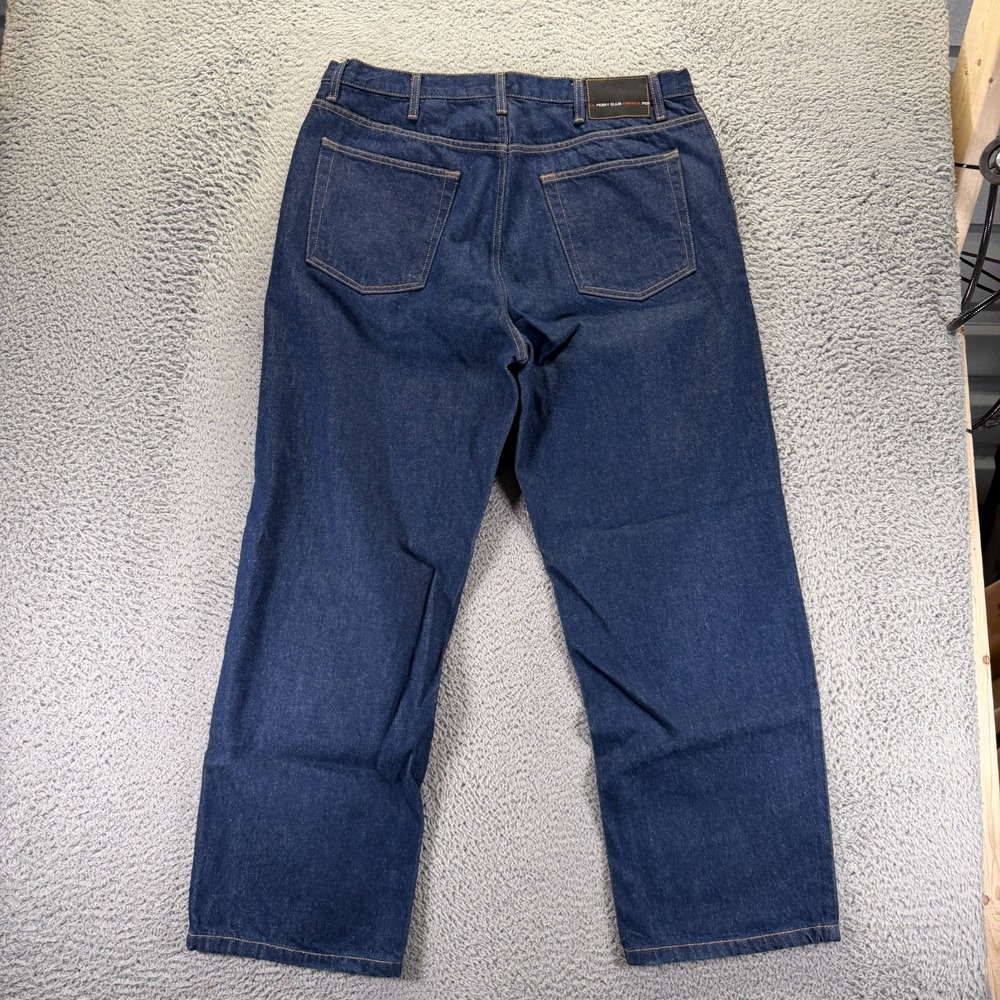 Vintage Perry Ellis Jeans Men's 38x30 Blue Cotton Denim Straight Baggy Workwear - Picture 5 of 10